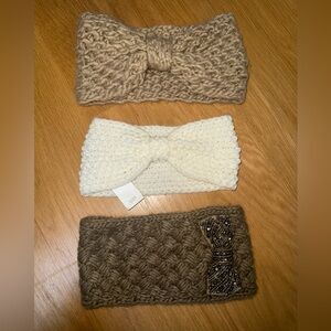 Minicci Knit Headband Trio - Cream and Brown